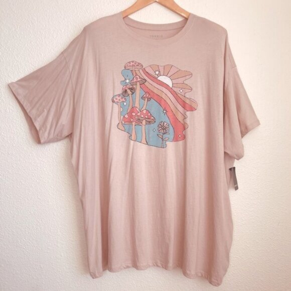 torrid Tops - NWT Torrid Mushroom Relaxed Fit Heritage Jersey Oversized Tunic Tee Pink Size 2